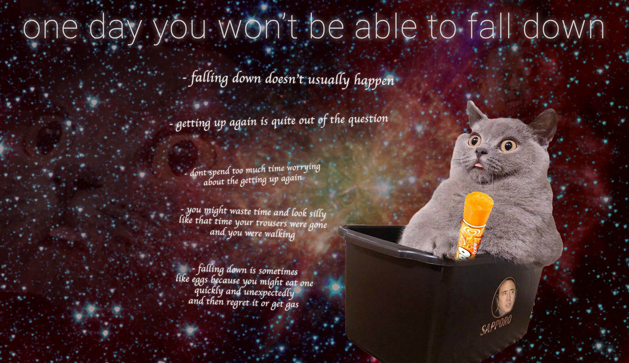 Space Blep Cat - one day you will never fall down again