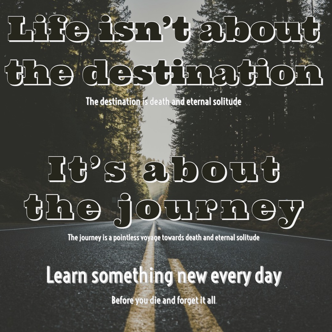 Life is no about the destination but the journey - Trite The Meme Kitten